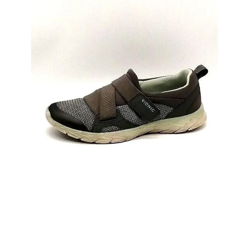 Vionic Shoes Womens Sneakers Dash Gray Hook Loop Strap Walking Round Toe 6.5
